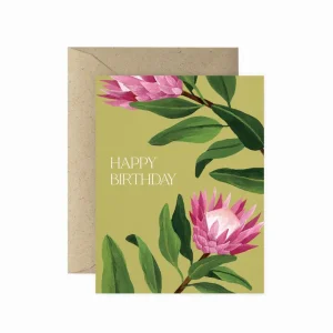 Vibrant King Protea Birthday Card